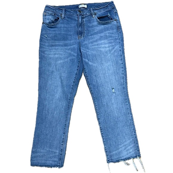👖🌊 OLIVER LOGAN Crosby Relaxed Taper Jeans | High-Rise | Ralph Blue | 31P - Picture 1 of 8